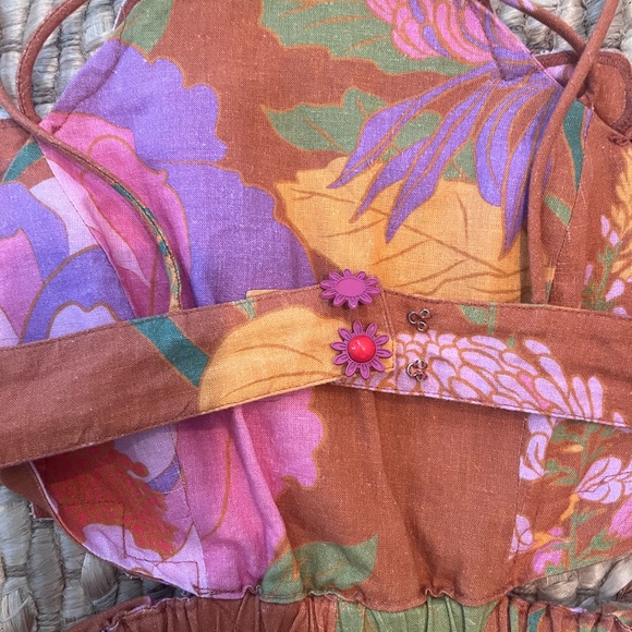 FARM Rio Orange Maxi Dress with Pink & Yellow Floral Print - Picture 6 of 7